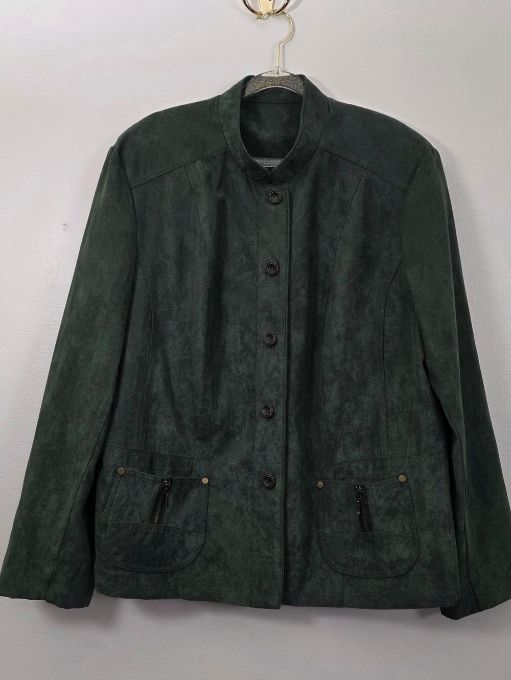 Forest Green Faux Suede Shacket Goblincore Earthy Grannycore Dark Academia Sz 20